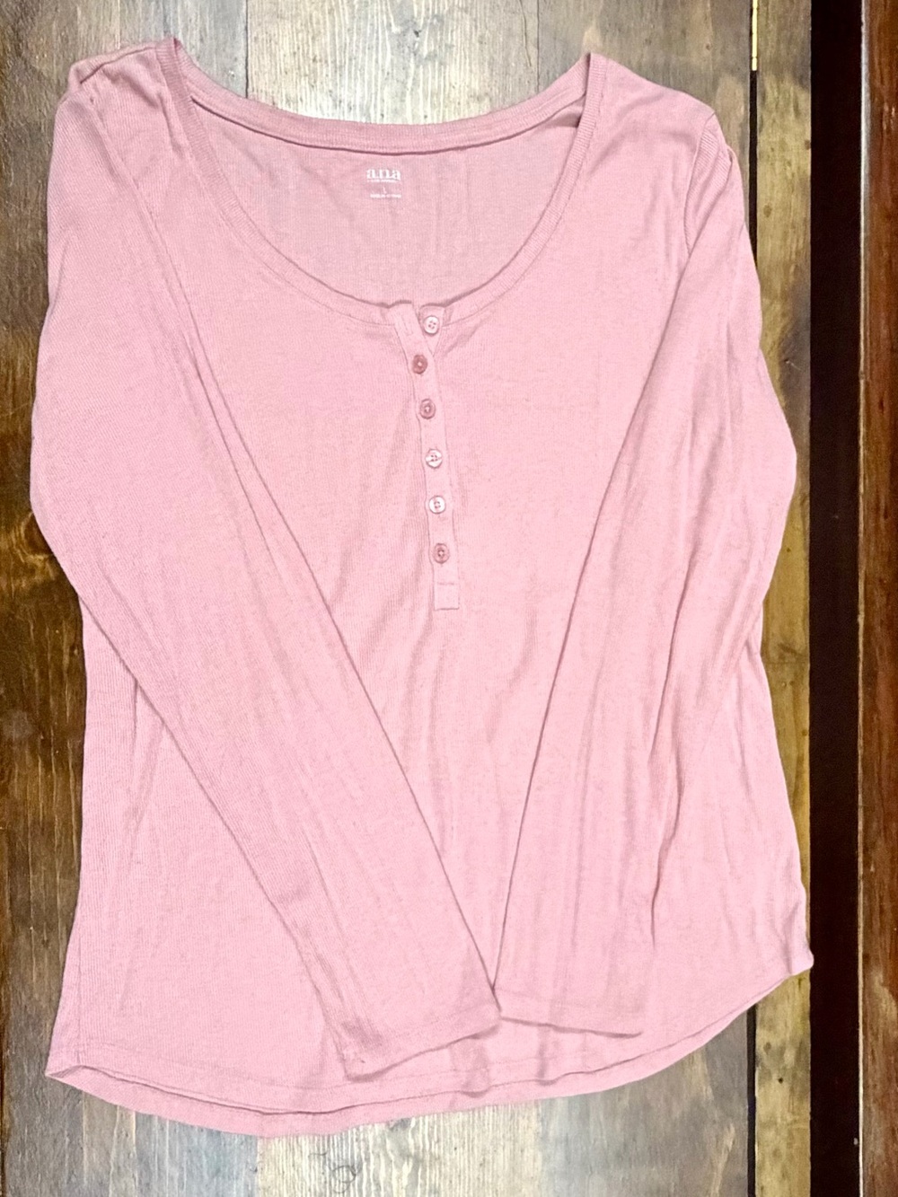 a.n.a Dusty Pink Long Sleeve Henley Shirt